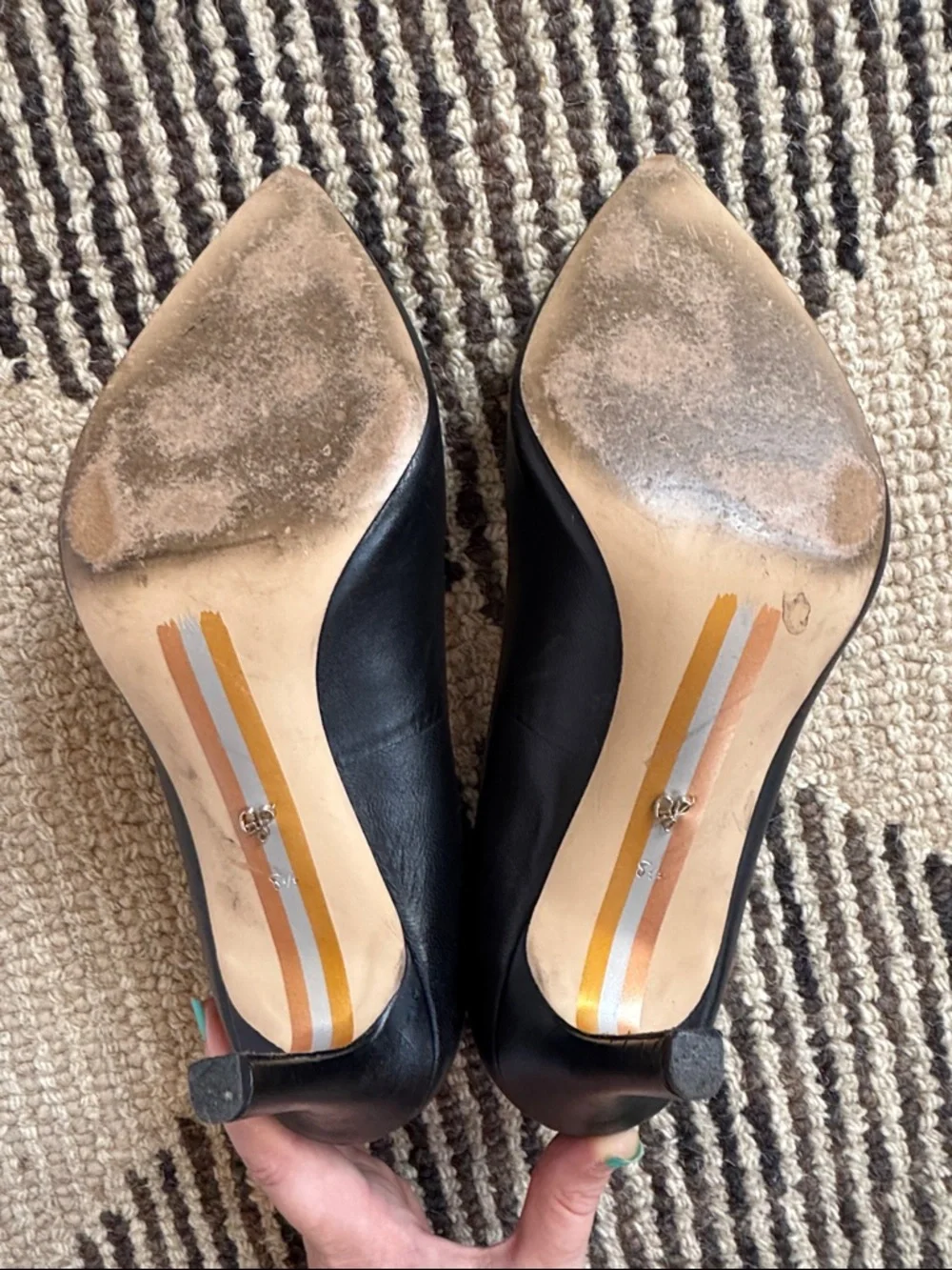 Sam Edelman Black Leather Pointed Toe Heels - Picture 5 of 5